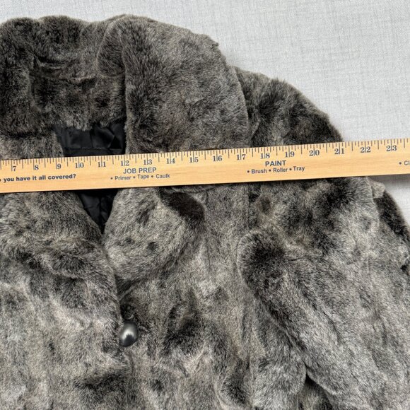 Vintage Dennis Basso Faux Fur Coat Gray Button Front Long Sleeve USA Size S - Picture 5 of 11